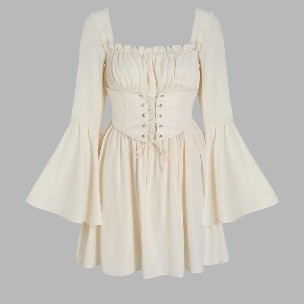 Shop Cider Solid Laceup Ruffle Mini Dress